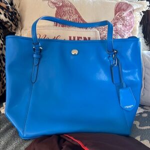 Coach Peyton Cerulean Blue Leather Tote Bag